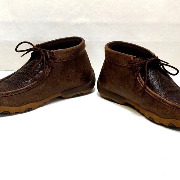 Twisted X Boots Chukka Driving Moc Sz 6M Floral Embossed Genuine Leather WDM0079 - Picture 2 of 11
